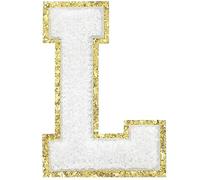 GYGYL 3PCS Chenille Varsity Glitters Letters Patch, Iron on Large Size Letter Patches for Team Costume Decoration, Height 4-1/2In, Letter L