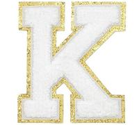 GYGYL 3PCS Chenille Varsity Glitters Letters Patch, Iron on Large Size Letter Patches for Team Costume Decoration, Height 4-1/2In, Letter K