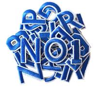 GYGYL 72 Pieces Iron on Letters and Numbers Patches, Blue Letter Patches Alphabet Embroidered Patch A-Z, Numbers 0-9 Applique for Clothes, Dress, Hat, Socks, Jeans, DIY Accessories