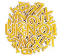 GYGYL 72 Pieces Iron on Letters and Numbers Patches, Embroidered Sew on/Iron on Patches Alphabet A-Z, Numbers 0-9 Applique for Clothes, Dress, Hat, Socks, Jeans, DIY Accessories (Yellow)