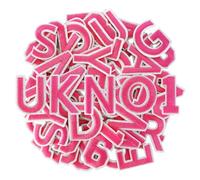 GYGYL 72 Pieces Iron on Letters and Numbers Patches, Embroidered Sew on/Iron on Patches Alphabet A-Z, Numbers 0-9 Applique for Clothes, Dress, Hat, Socks, Jeans, DIY Accessories (Pink)