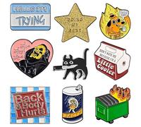 GYGYL 9PC Funny Enamel Pins, Cute Cool Fun Pin for Lapel Backpack Jacket Hat Bag(
