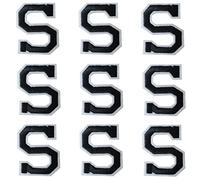 GYGYL Iron on Letters Patches, 9Pcs of 2 Inch Black Letter S Patches, Alphabet Embroidered Patch for Clothes, Dress, Hat, Socks, Jeans, DIY Accessories
