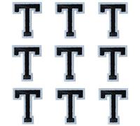 GYGYL Iron on Letters Patches, 9Pcs of 2 Inch Black Letter T Patches, Alphabet Embroidered Patch for Clothes, Dress, Hat, Socks, Jeans, DIY Accessories