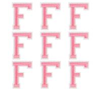 GYGYL Iron on Letters Patches, 9Pcs of 2 Inch Pink Letter "F" Patches, Alphabet Embroidered Patch for Clothes, Dress, Hat, Socks, Jeans, DIY Accessories