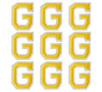 GYGYL Iron on Letters Patches, 9Pcs of 2 Inch Yellow Letter "G" Patches, Alphabet Embroidered Patch for Clothes, Dress, Hat, Socks, Jeans, DIY Accessories