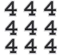GYGYL Iron on Number Patches, 9PCS of 2 Inch Black Number 4" Patches, Embroidered Number Patch for Clothes, Dress, Hat, Socks, Jeans, DIY Accessories