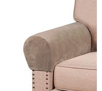 GYHH 1 Pair Velvet Armrest Covers for Chairs and Sofas Couch Arm Covers for Sofa Thickened Velvet Armrest Covers Anti-Slip Furniture Protector Washable (Taupe,2)