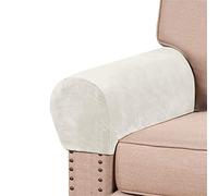 GYHH 1 Pair Velvet Armrest Covers for Chairs and Sofas Couch Arm Covers for Sofa Thickened Velvet Armrest Covers Anti-Slip Furniture Protector Washable (Ivory,2)