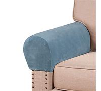 GYHH 1 Pair Velvet Armrest Covers for Chairs and Sofas Couch Arm Covers for Sofa Thickened Velvet Armrest Covers Anti-Slip Furniture Protector Washable (Grey Blue,4)