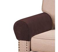 GYHH 1 Pair Velvet Armrest Covers for Chairs and Sofas Couch Arm Covers for Sofa Thickened Velvet Armrest Covers Anti-Slip Furniture Protector Washable (Brown,2)
