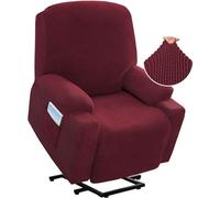GYHH 1 Piece Reclining Chair Covers Stretch Armchair Covers Spandex Fabric Recliner Sofa Slipcover Sofa Cover for Electric Large Power Lift Recliner Chair Slipcover (Burgundy)