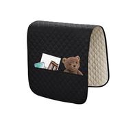 GYHH 2 Pieces Large Size Sofa Arm Covers,Waterproof Diamond Quilted Armrest Covers for Living Room Armchair Covers for L-Shape Recliner Chair for Leather Fabric Sofa (Black)