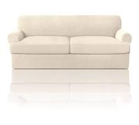 GYHH 3 Pieces Sofa Covers Stretch Couch Covers for T Cushion Sofa Slipcovers Soft Sofa Slip Covers Furniture Covers with 2 Individual T Cushion Seat Cover (Natural,Large)