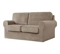 GYHH 5-Piece Stretch VELVET Sofa Cover, 2 Seater Couch Slipcover Loveseat with Two Separate Backrests and Cushion Cover with Elastic Band for Dogs,Pets&Kid
