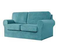 GYHH 5-Piece Stretch VELVET Sofa Cover, 2 Seater Couch Slipcover Loveseat with Two Separate Backrests and Cushion Cover with Elastic Band for Dogs,Pets&Kid