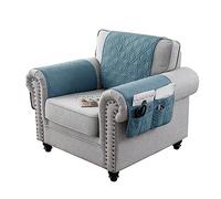 GYHH Armchair Cover for Arms Sofa Arm Covers Armrest Slipcover Headrest Covers for Recliner Chair Armrest Cover for Nonslip Quilted Furniture Protector Couch Sofa (Grey Blue,2 Seat | 4 Piece Set)