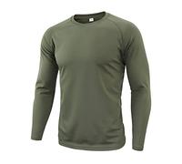 GYHH Mens Long Sleeve Baselayer,Quick-Drying Camouflage T-Shirt Breathable Crew Neck Military Clothes Fou Outdoor Hunting Hiking Camping Climbing Fishing (Green,Medium)