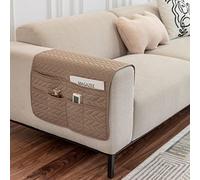 GYHH Sofa Armrest Covers for Arms, Armchair Arm Protector Cover, Waterproof Anti-Slip with 6 Pockets Sofa Arm Cover for TV Remote Control, Pets, Cats (Taupe,50 * 90cm)