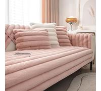 GYHH Thick Rabbit Plush Striped Sofa Cover, NonSlip Sofa Cushion Covers Furniture Protector for I Shape Corner L Shape 1 2 3 4 Seater Recliner Fluffy Couch Covers