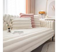 GYHH Thick Rabbit Plush Striped Sofa Cover, NonSlip Sofa Cushion Covers Furniture Protector for I Shape Corner L Shape 1 2 3 4 Seater Recliner Fluffy Couch Covers