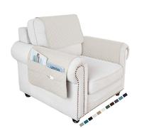 GYHH Upgraded Size Sectional Sofa Headrest Cover, Waterproof Anti-slip Chaise Lounge Armrest Cover,L Shaped Sofa Headrest Protector Covers for Sofa Slipcovers (Ivory,1 Seater - 3 Piece set)