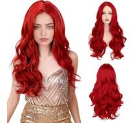 GYHWOFUL Red Wig Women's Long - 60 cm Wavy Middle Parting Synthetic Wig Women for Cosplay, Carnival, Halloween, Party & Daily Life, Natural Red Wig for Women