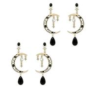 GYIOFAI 2 Pairs of Black Moon and Star Earrings,Goth Dangly Earring Accessories,Witch Accessories for Women and Girls, for Everyday Wear and Festive Occasions (Black)