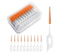 GYIOFAI 210 Pieces Interdental Brushes, Silicone Dental Brushes Orange Tooth Floss Picks for Braces Oral Cleaning, Tooth Floss Picks Interdental Brush Flosser Sticks, Gap Brush (Orange)