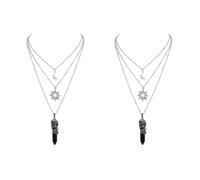 GYIOFAI 2Pcs Hippie Gothic Layered Punk Necklace, Moon Sun Necklace, Witchy Gifts for Women, Witchy and Emo Accessories, Halloween Gothic Jewelry for Women Valentine's Day Mother's Day Gifts (Black)