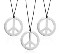 GYIOFAI 3 Pieces Hippie Peace Chain, 60s 70s Hippie Peace Sign Necklace Costume Accessory for Carnival Theme Party Halloween Supplies (Silver)