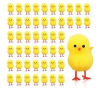 GYIOFAI 48 Pcs Mini Easter Chicks Decorations, Fluffy Yellow Easter Chicks for Easter Egg Hunt, Easter Egg Bonnet Decoration, DIY Arts and Crafts Party Decoration & Cake Toppers (Yellow)