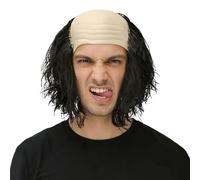 GYIOFAI Adult Bald Cap Wig, Monk Wig, Realistic Semi Baldy Man Funny Hairstyle, Grandpa Costume Combed-Over Hairstyle, for Halloween Carnival Party Theme Party Old Man Cosplay (Black)