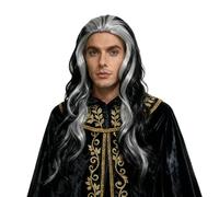 GYIOFAI Black White Long Wave Party Wigs for Adult, Halloween Vampire Witch Wizards Curly Gothic Hair Wig Men Women Synthetic Hair Costume Accessory for Fancy Dress Cosplay Carnival (Black White)