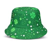 GYIOFAI St. Patrick’s Day Green Leaf Bucket Hat for Women Men, Irish Sun Hat Double-Side-Wear Reversible Fisherman Hat Costume Travel Beach Party, Packable for Walking Golf Safari (Green)