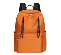 Gyios backpack Solid-color Nylon Computer Backpack, Large-capacity Portable Travel School Bag For Men Daily Use-orange-33x13x45cm