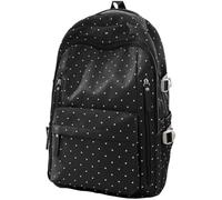 Gyios Backpack womens Nylon Polka Dot Waterproof Large Capacity Double Shoulder Bag Multicolor Soft Student Schoolbags Daypack Use-black
