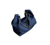 Gyios Bag Women’s Big Chain Shoulder Bag, Luxury Designer Handbag, Denim Fabric Large Capacity Shopper, Chic Tote Purse For Daily Work Travel-dark Blue-52x28x18cm