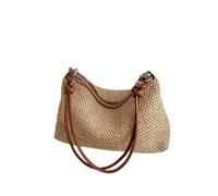 Gyios Bag Women’s Handmade Braided Straw Bag, Large Capacity Rattan Summer Beach Shoulder Handbag-brown