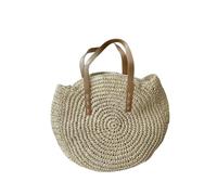 Gyios Bag Women’s Summer Round Straw Bag, Handmade Rattan Woven Shoulder Handbag, Large Capacity Travel Beach Purse-beige-43x2x38cm