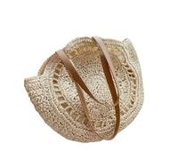 Gyios Bag Women’s Summer Round Straw Bag, Handmade Rattan Woven Shoulder Handbag, Large Capacity Travel Beach Purse-beige Hollow-43x2x38cm