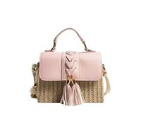 Gyios Bag Women’s Summer Straw Beach Bag, Shoulder Crossbody Tote, Decorative Tassels, Handbag Purse For Vacation Travel Daily Use-pink-20x15x9cm