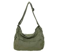 Gyios Bag Women Washed Canvas Shoulder Bag, Large Capacity Cotton Biker Satchel, Pastoral Tooling Handbag-army Green