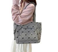 Gyios Bag Women's Bow Pattern Commuting Bag, Corduroy Handbag, Large Capacity Multi-pocket Fashion Shoulder Bags, Casual Underarm Purse-light Grey