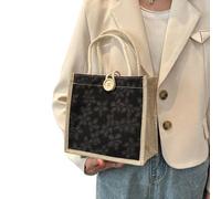 Gyios Bag Women's Flower Pattern Linen Handbag, Large-capacity Shopper Bag, Convenient Travel And Grocery Storage Purse-black