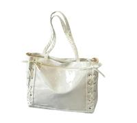 Gyios Bag Women's Japanese Style Pu Shoulder Bag, Simple Crossbody Handbag With Ribbon Lace-up Pocket, Aesthetic Purse-white