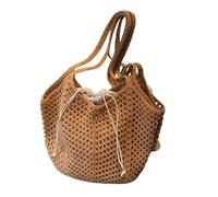Gyios Bag Women's Summer Beach Straw Woven Bag, Hollow-out Lightweight Large Capacity Shoulder Shopper Tote-khaki