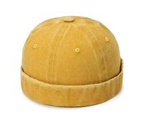 Gyios Beanie Men's Denim Hat Brimless Docker Hip Hop Hats Skullies Cap Summer Vintage Sailor Biker Men Street Wear Caps-Yellow