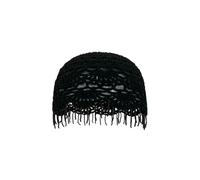 Gyios Beanie Personalized Knitted Beanies Beaded Fringed for Women Summer Autumn Thin Hollow Versatile Casual Retro Ethnic Style Pullover Hat-black-56-58cm