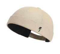 Gyios beanie Vintage Brimless - Adjustable Cotton Skull Cap, Breathable Retro Hip Hop Hat-beige